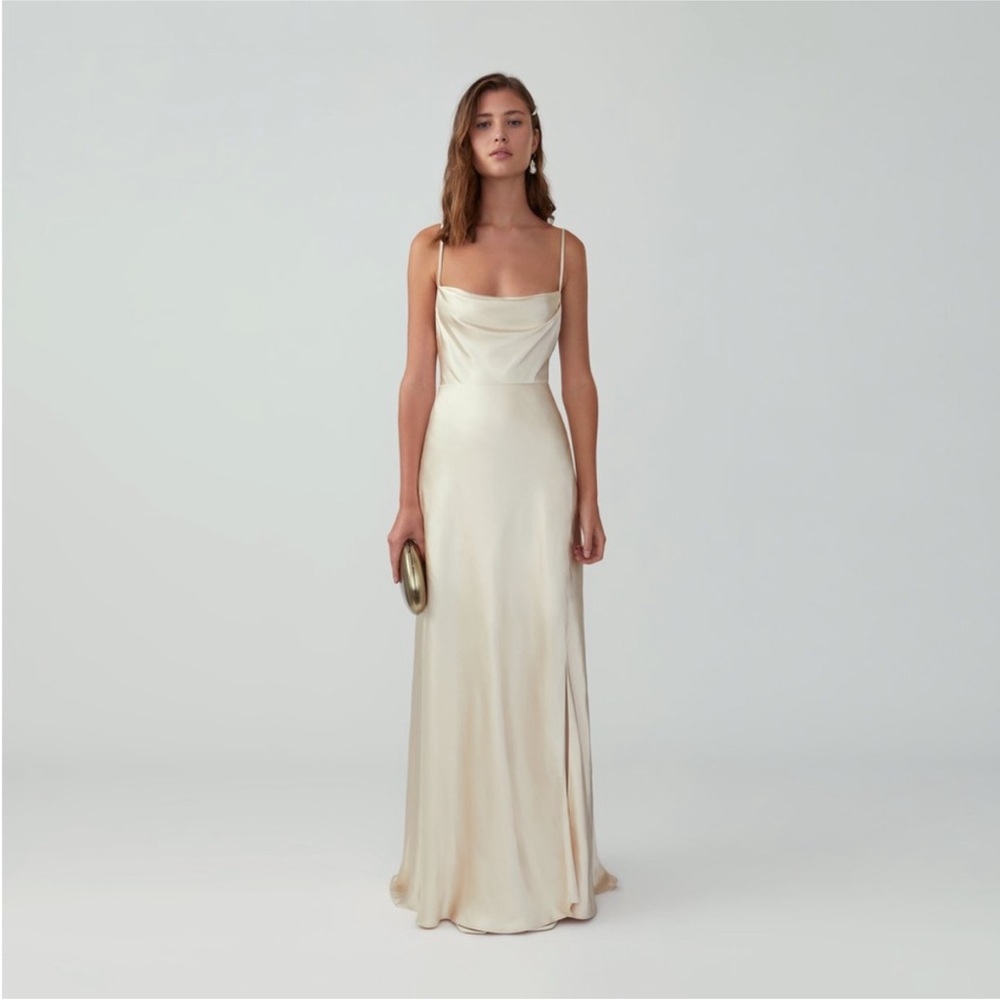 Fame & Partners Strappy Gown in Cream